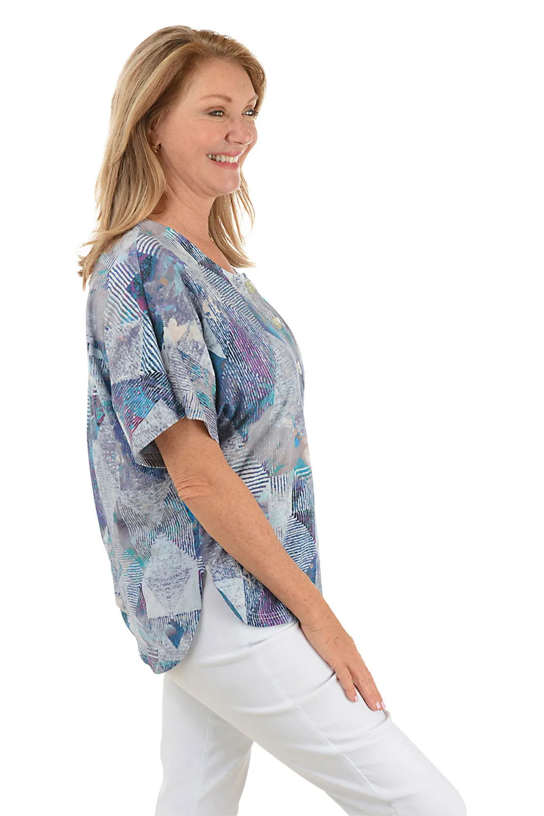 Maida Triple Button Short Sleeve Top