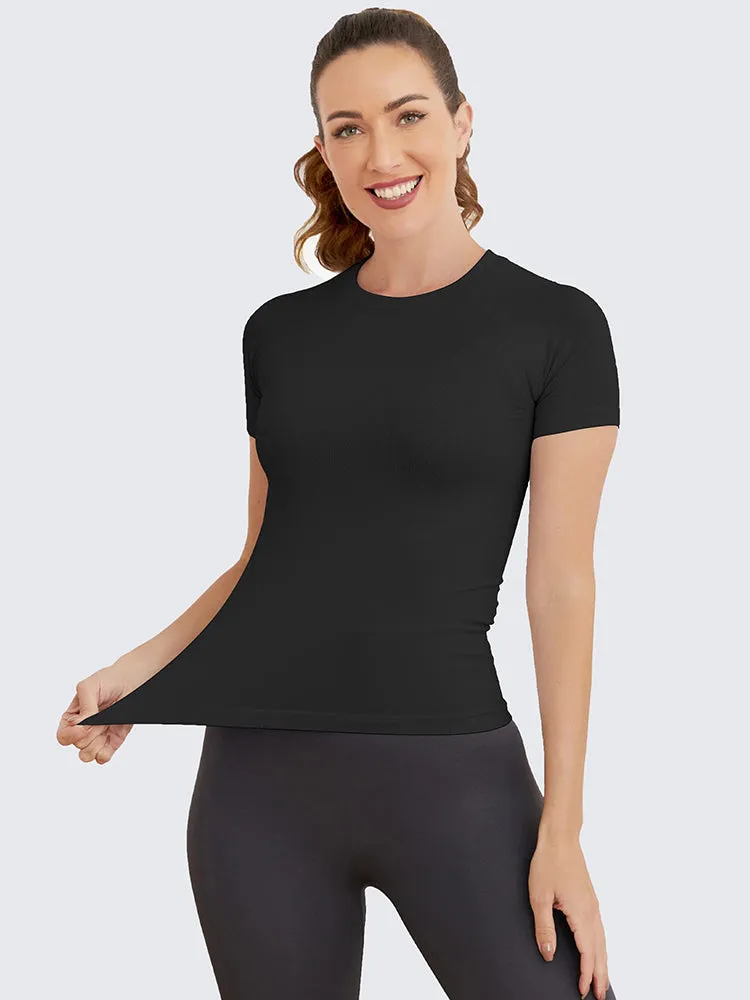 MathCat Seamless Soft Workout Tops T-shirt Black