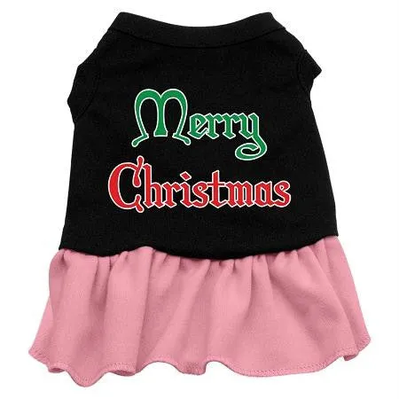 Merry Christmas Screen Print Dress Black with Pink Lg (14)