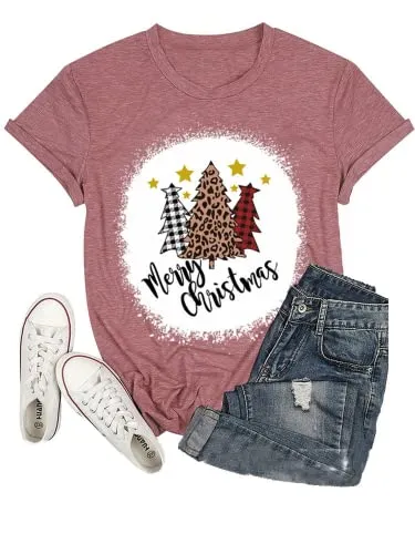 Merry Christmas Tees Women Christmas Tree T-Shirt