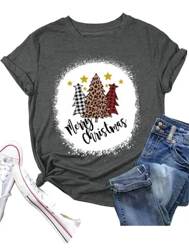Merry Christmas Tees Women Christmas Tree T-Shirt