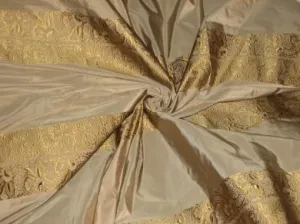 Mocha colour with gold paisleys jacquard design~SILK TAFFETA FABRIC 54