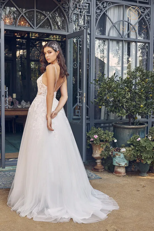NOX ANABEL JE933 Embroidered V-Neck Wedding Dress