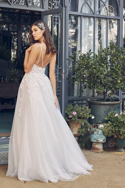 NOX ANABEL JE933 Embroidered V-Neck Wedding Dress
