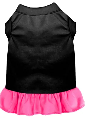 Plain Pet Dress Black With Bright Pink Xs