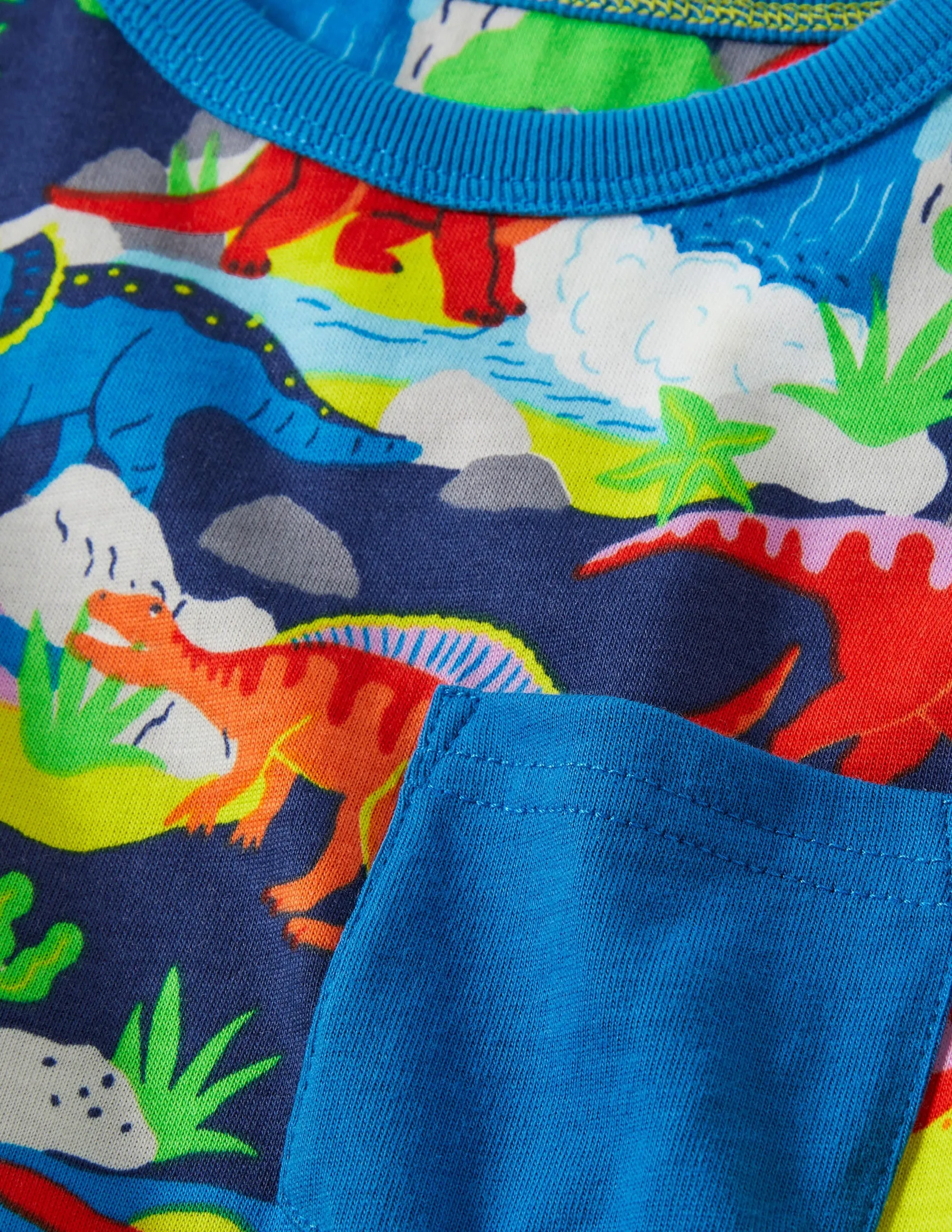 Printed Ringer T-shirt-Multi Dino