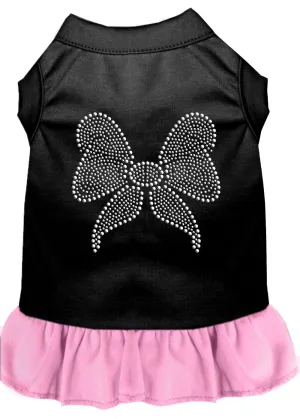 Rhinestone Bow Dresses Black With Light Pink Med