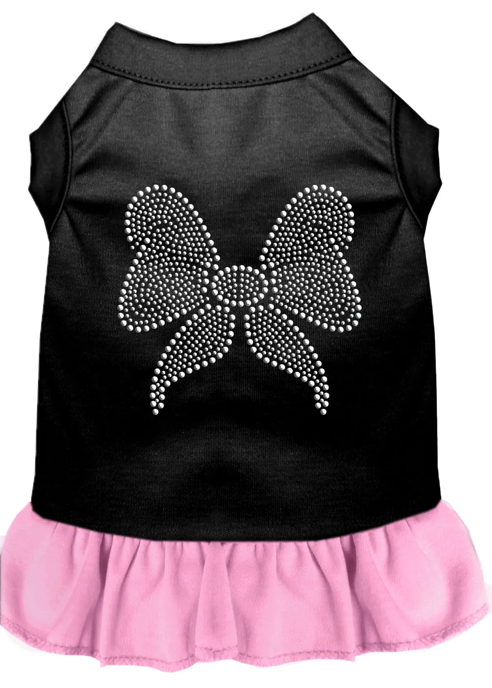 Rhinestone Bow Dresses Black With Light Pink Med