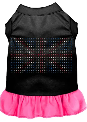 Rhinestone British Flag Dress Black With Bright Pink Lg