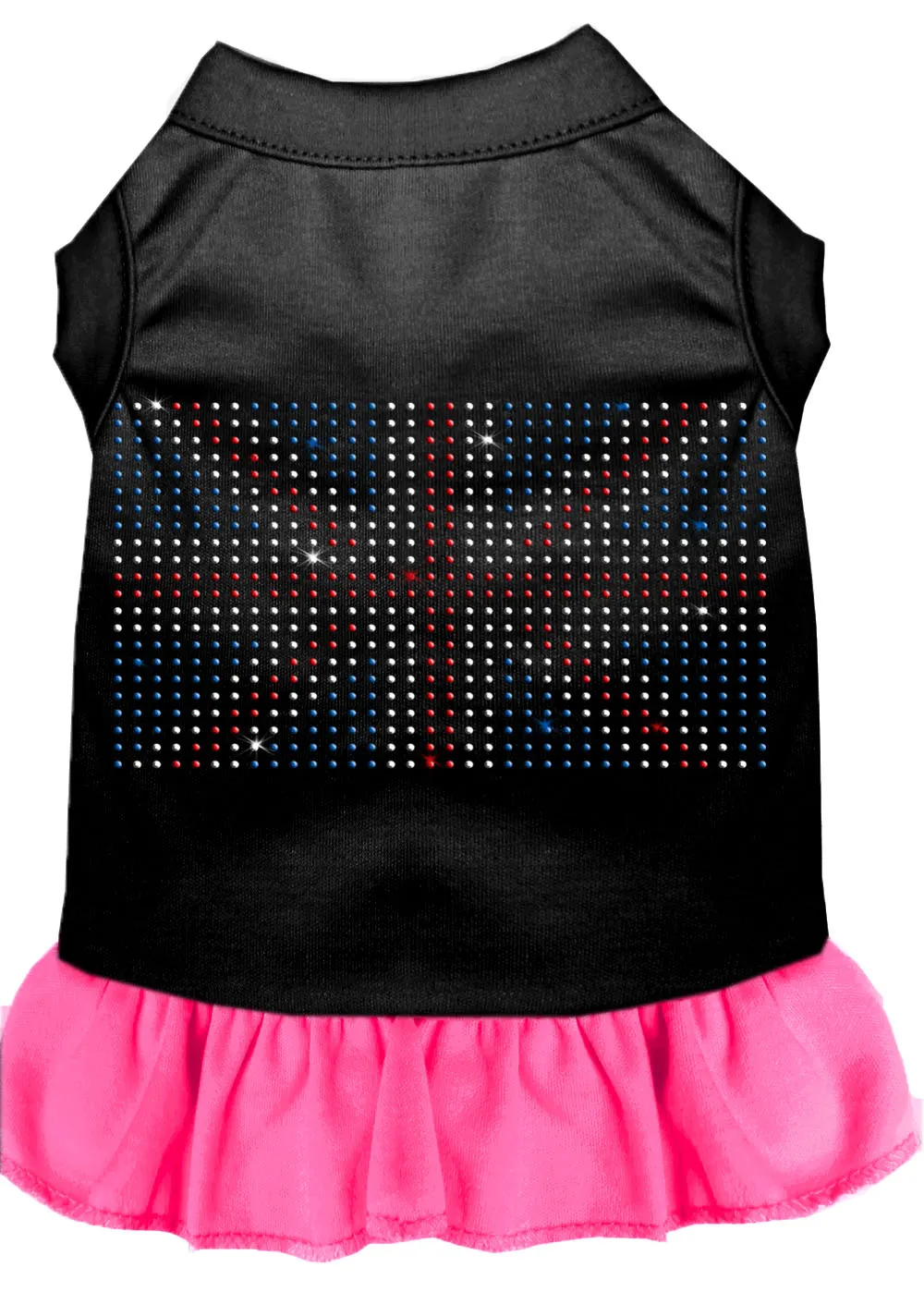 Rhinestone British Flag Dress Black With Bright Pink Lg
