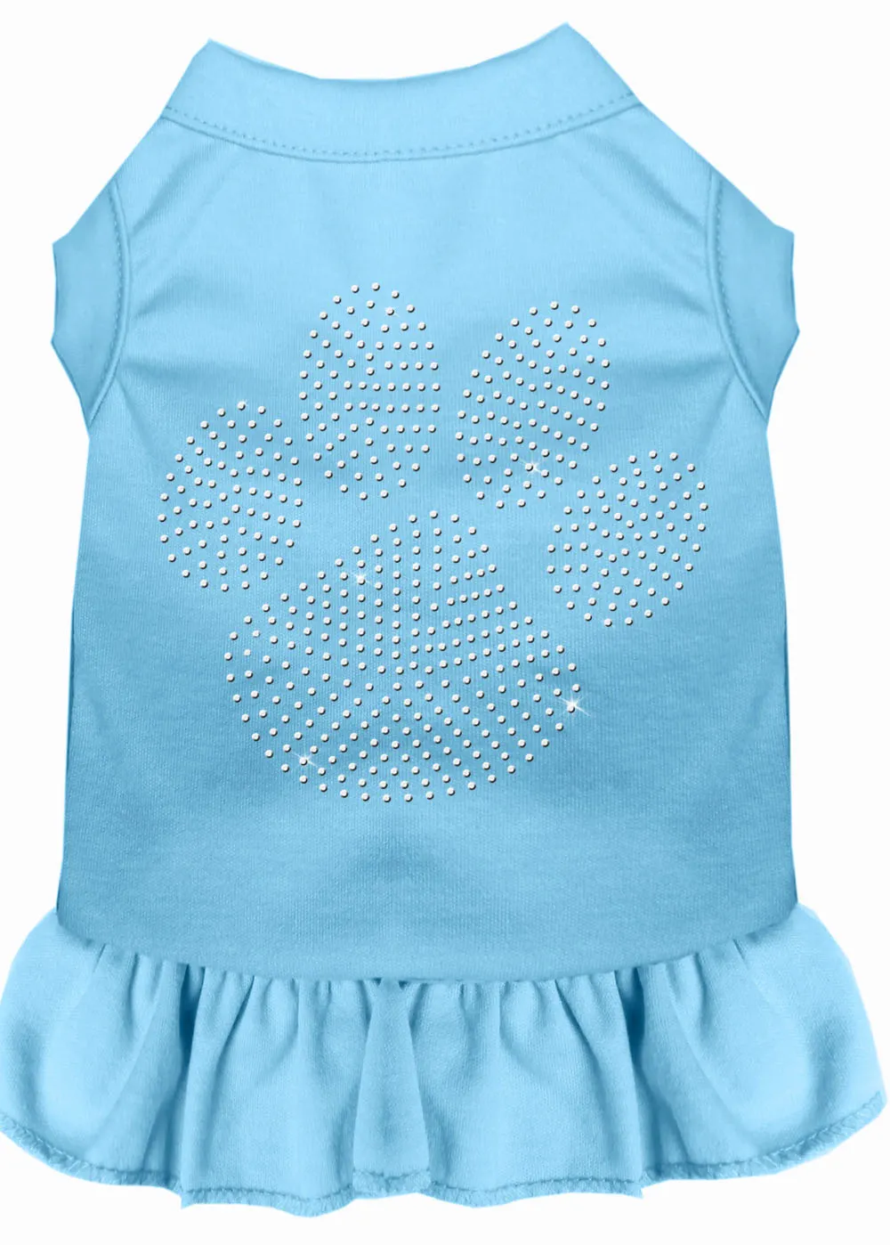 Rhinestone Clear Paw Dress Baby Blue Sm