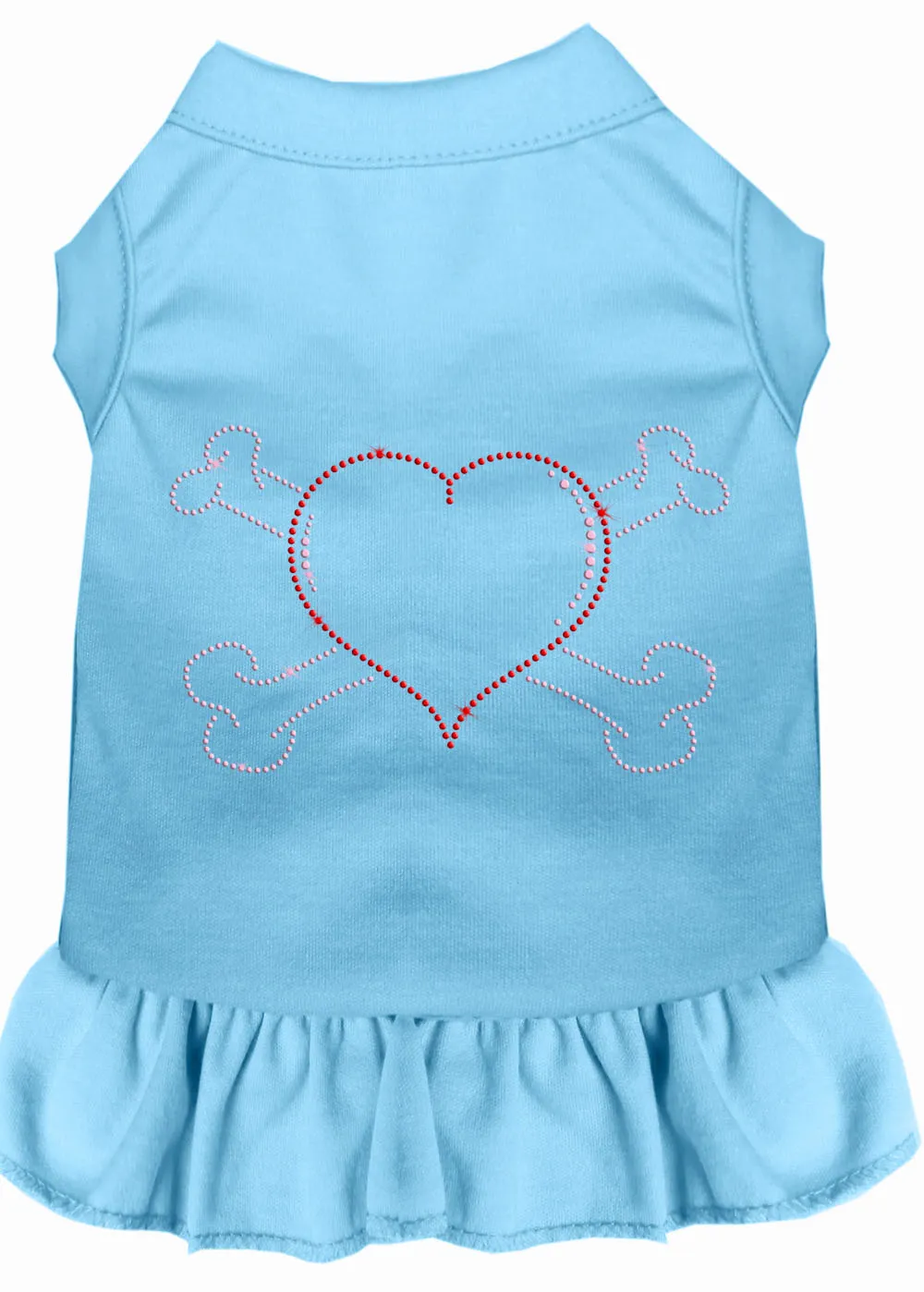 Rhinestone Heart And Crossbones Dress Baby Blue Xl