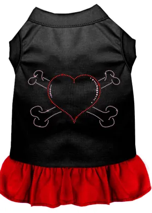 Rhinestone Heart And Crossbones Dress Black With Red Xxxl