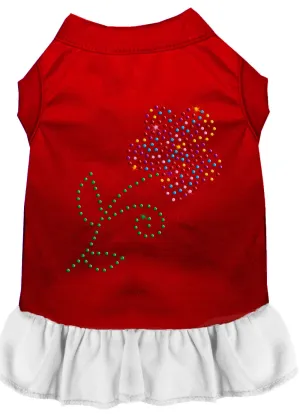 Rhinestone Multi Flower Dress Red With White Lg