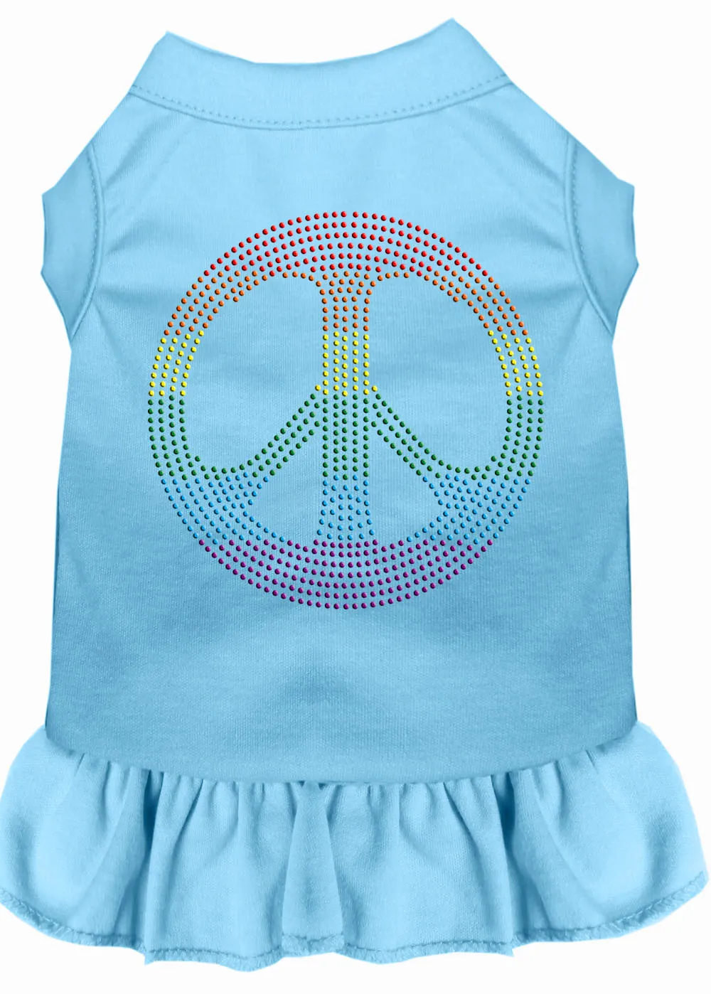 Rhinestone Rainbow Peace Dress Baby Blue Med