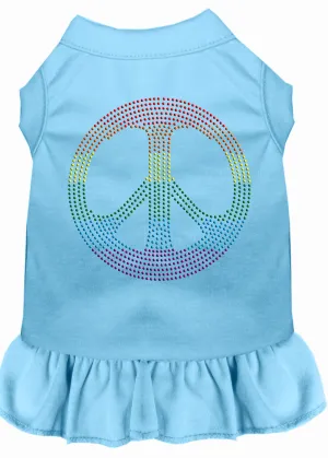 Rhinestone Rainbow Peace Dress Baby Blue Med