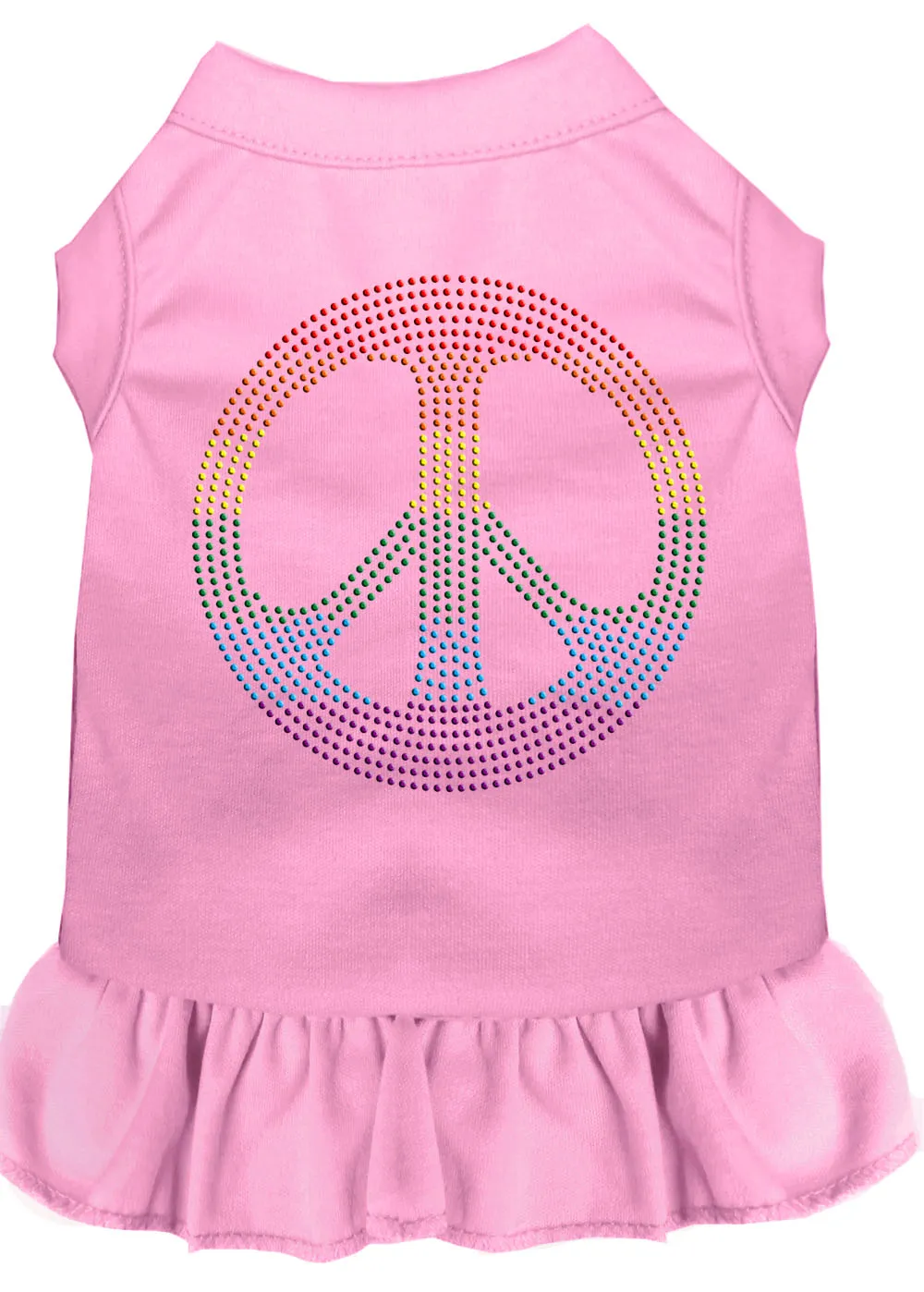 Rhinestone Rainbow Peace Dress Light Pink Lg