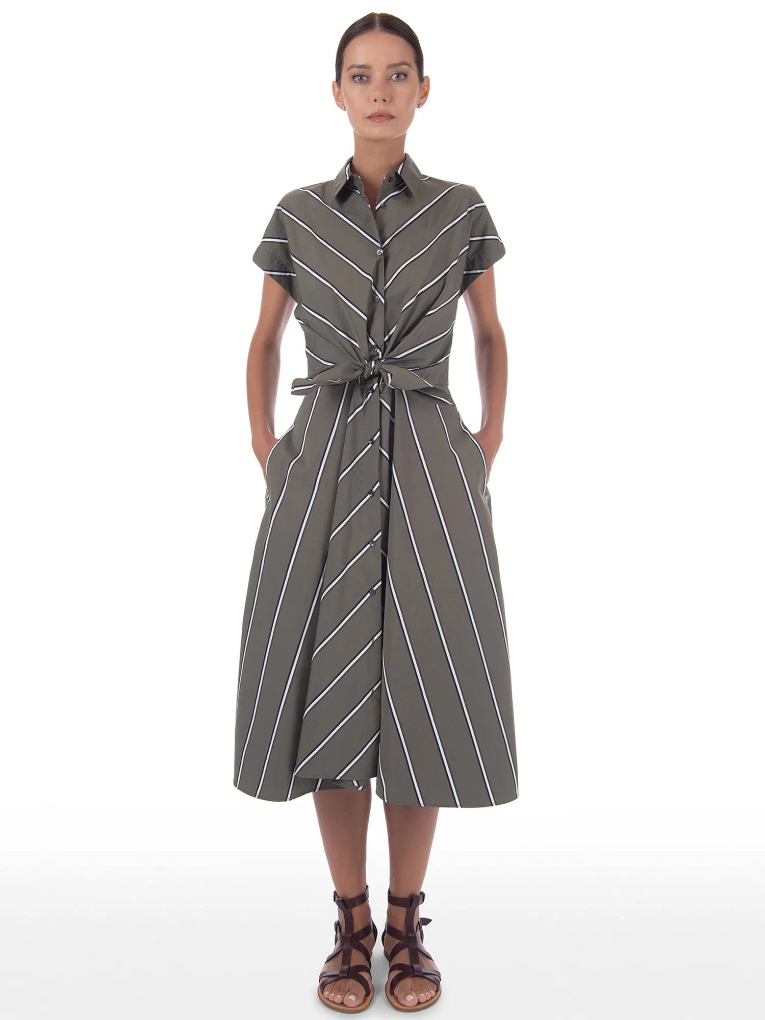Sara Roka Draetra Striped Poplin Dress