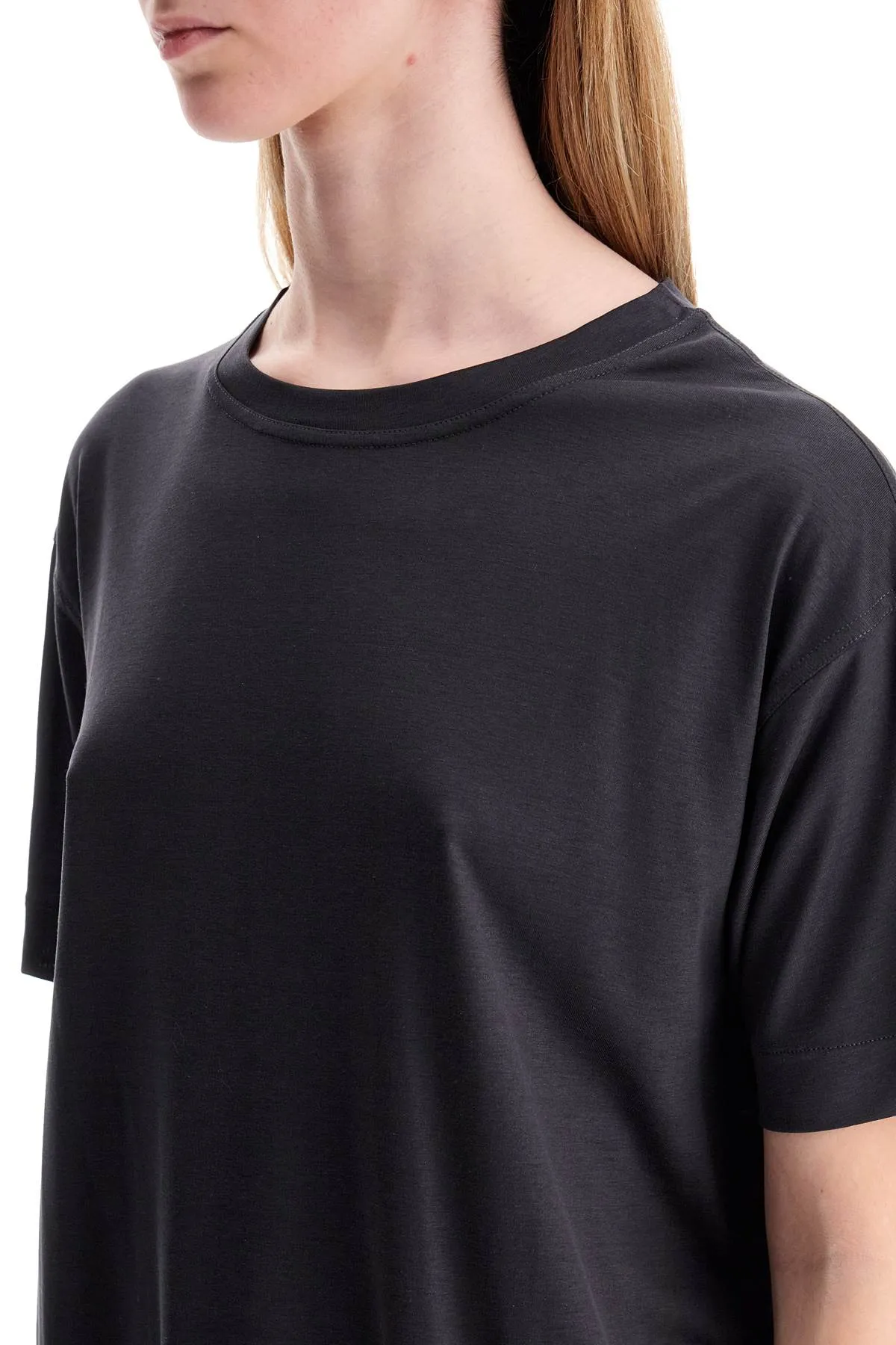 silk crewneck t-shirt TO1295 LJ1026 CAVIAR