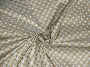 SILK TAFFETA FABRIC Greenish Grey,Gold &amp; Cream color plaids with jacquard TAF CJ2-54&quot; wide