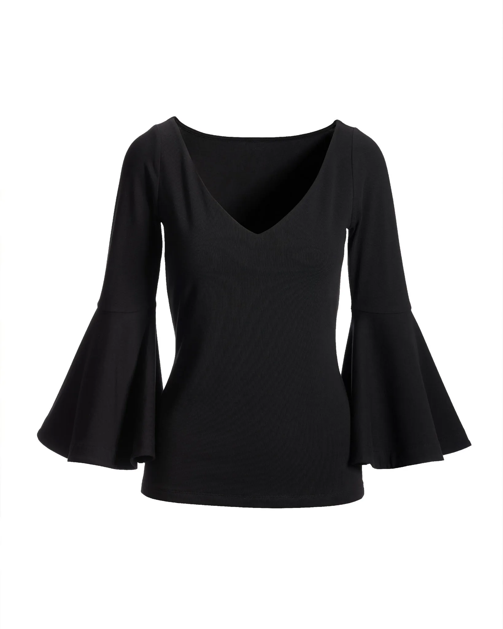 So Sexy Flare Sleeve V Neck Top Proper Black