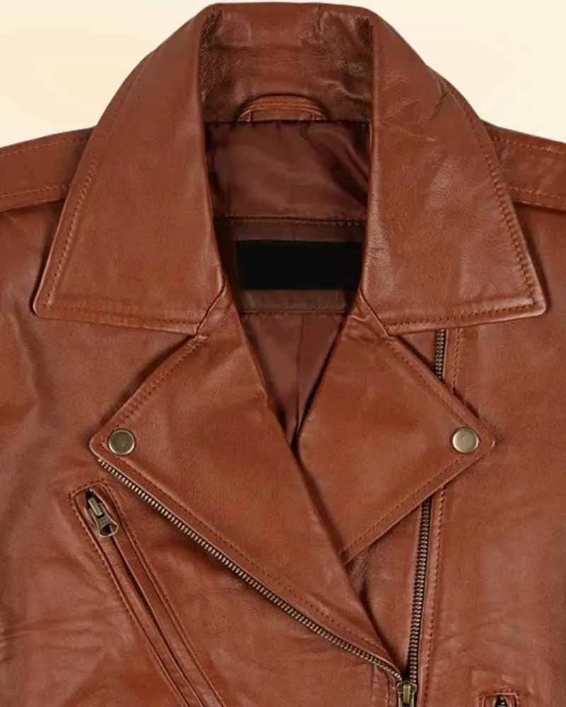 Stylish Brown Leather Jacket Worn by Emma Watson | Emma Watson Leather Jacket