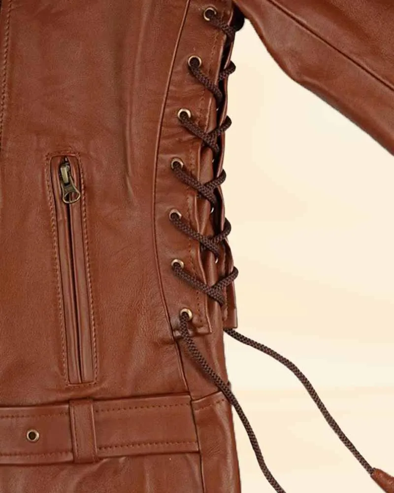 Stylish Brown Leather Jacket Worn by Emma Watson | Emma Watson Leather Jacket