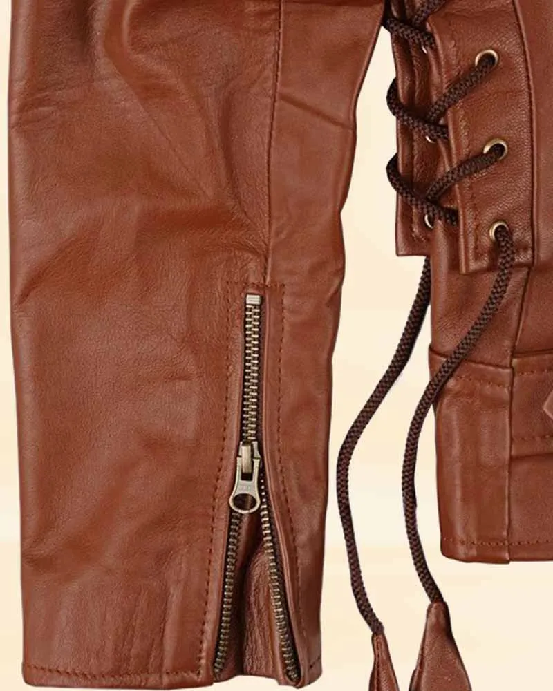 Stylish Brown Leather Jacket Worn by Emma Watson | Emma Watson Leather Jacket