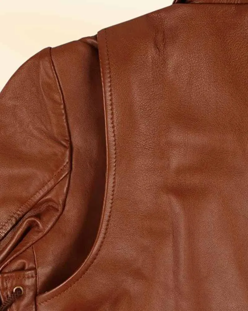 Stylish Brown Leather Jacket Worn by Emma Watson | Emma Watson Leather Jacket