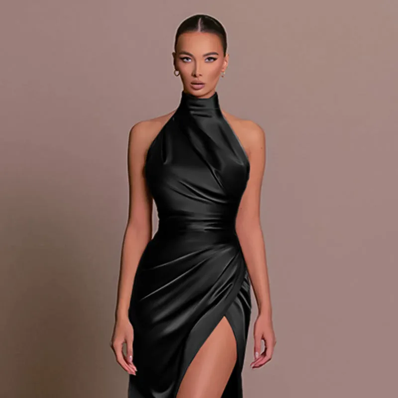 Sylis | Versatile sleeveless autumn collar long dress