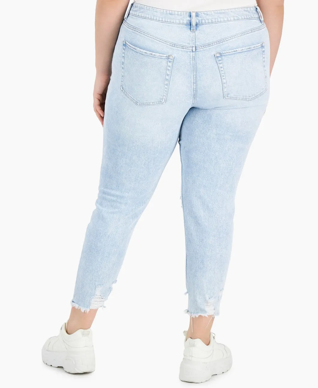 Tinseltown Junior Trendy Destructed Mom Jeans Sabina Wash Plus Size 22W