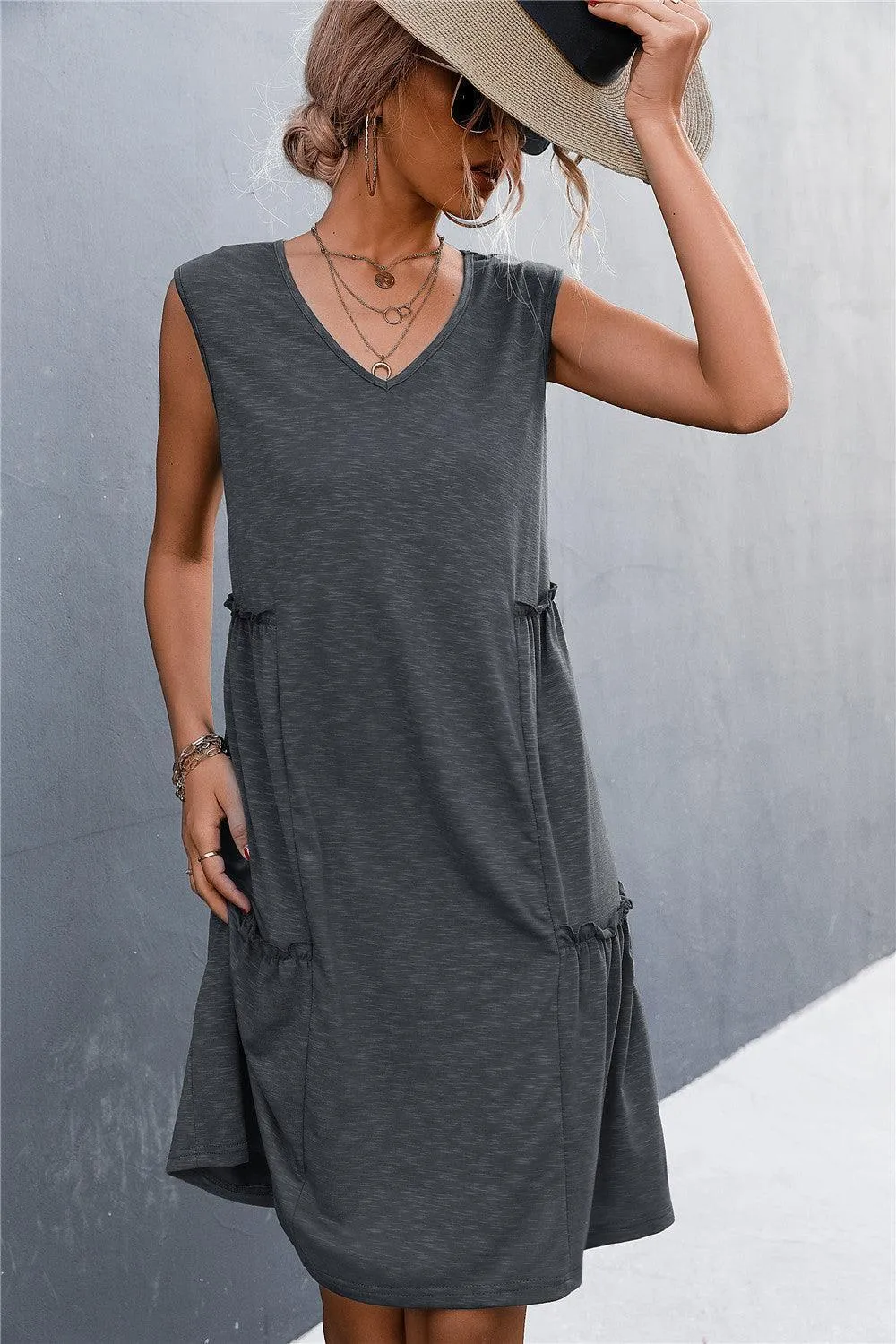 Versatile V-Neck Sleeveless Dress