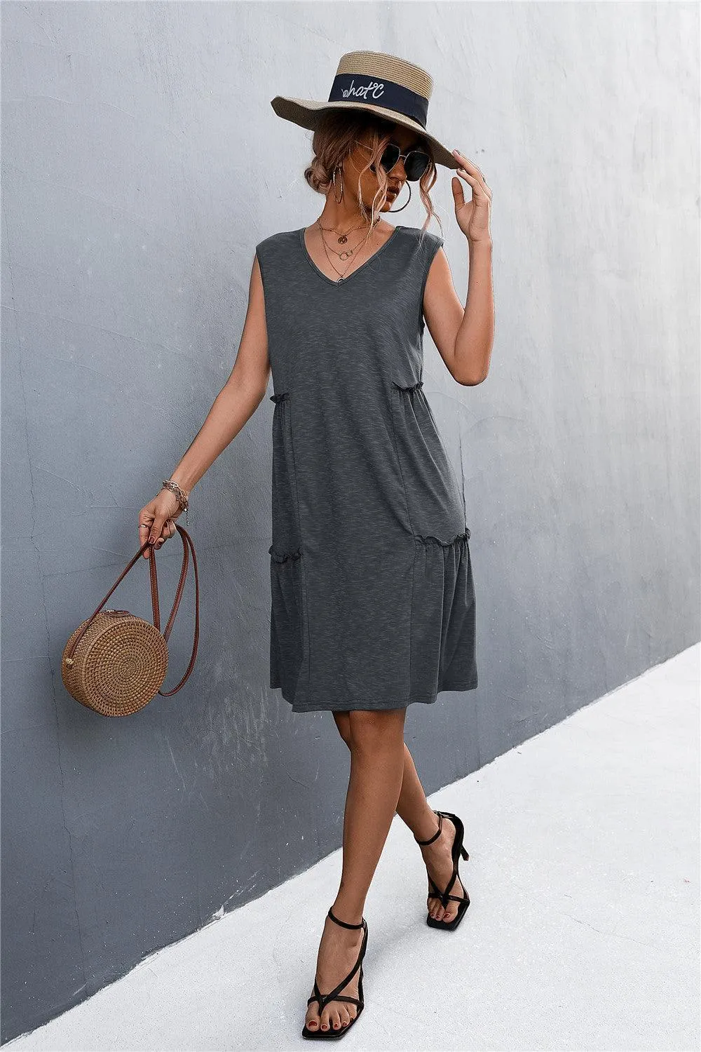 Versatile V-Neck Sleeveless Dress