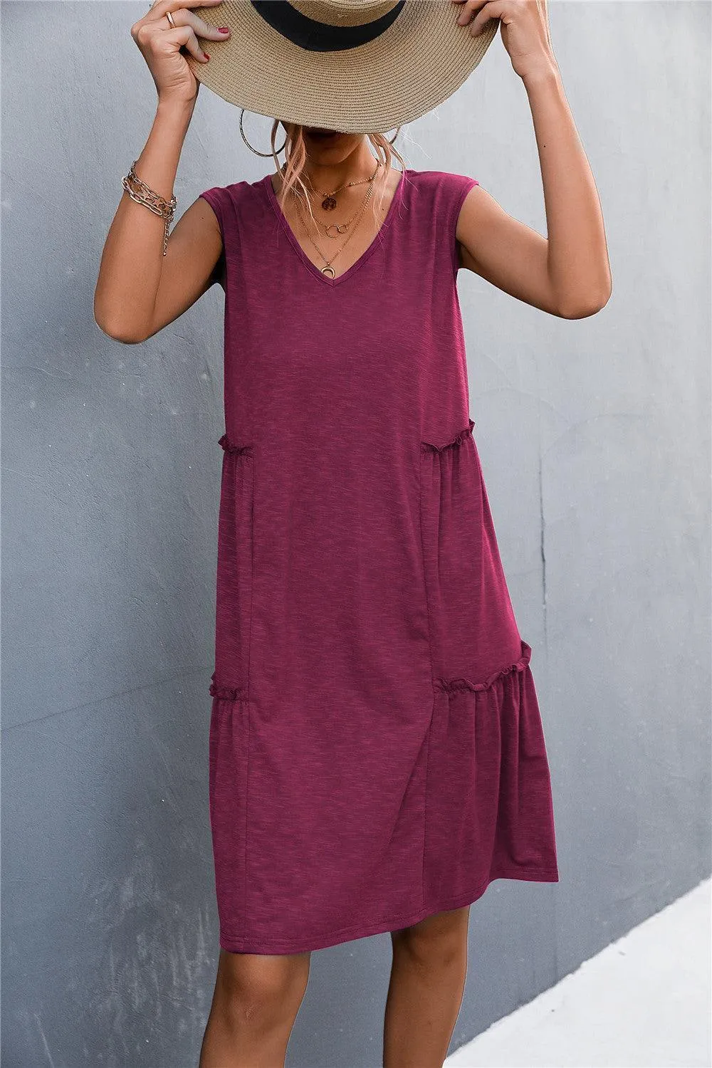 Versatile V-Neck Sleeveless Dress
