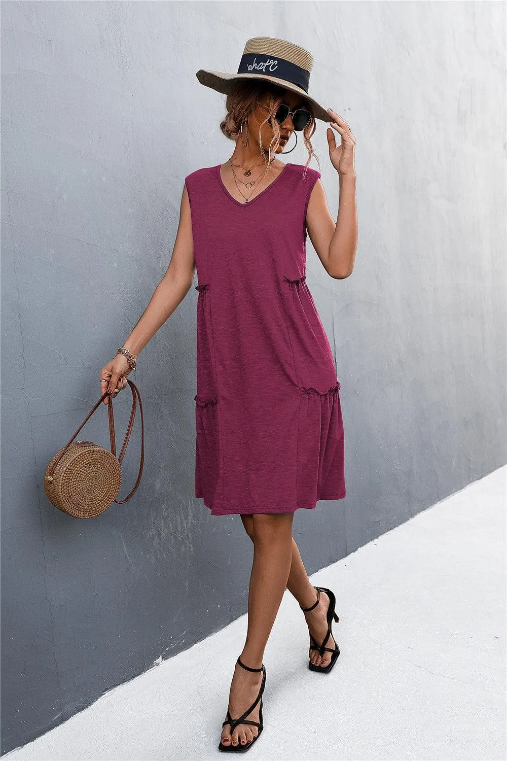 Versatile V-Neck Sleeveless Dress