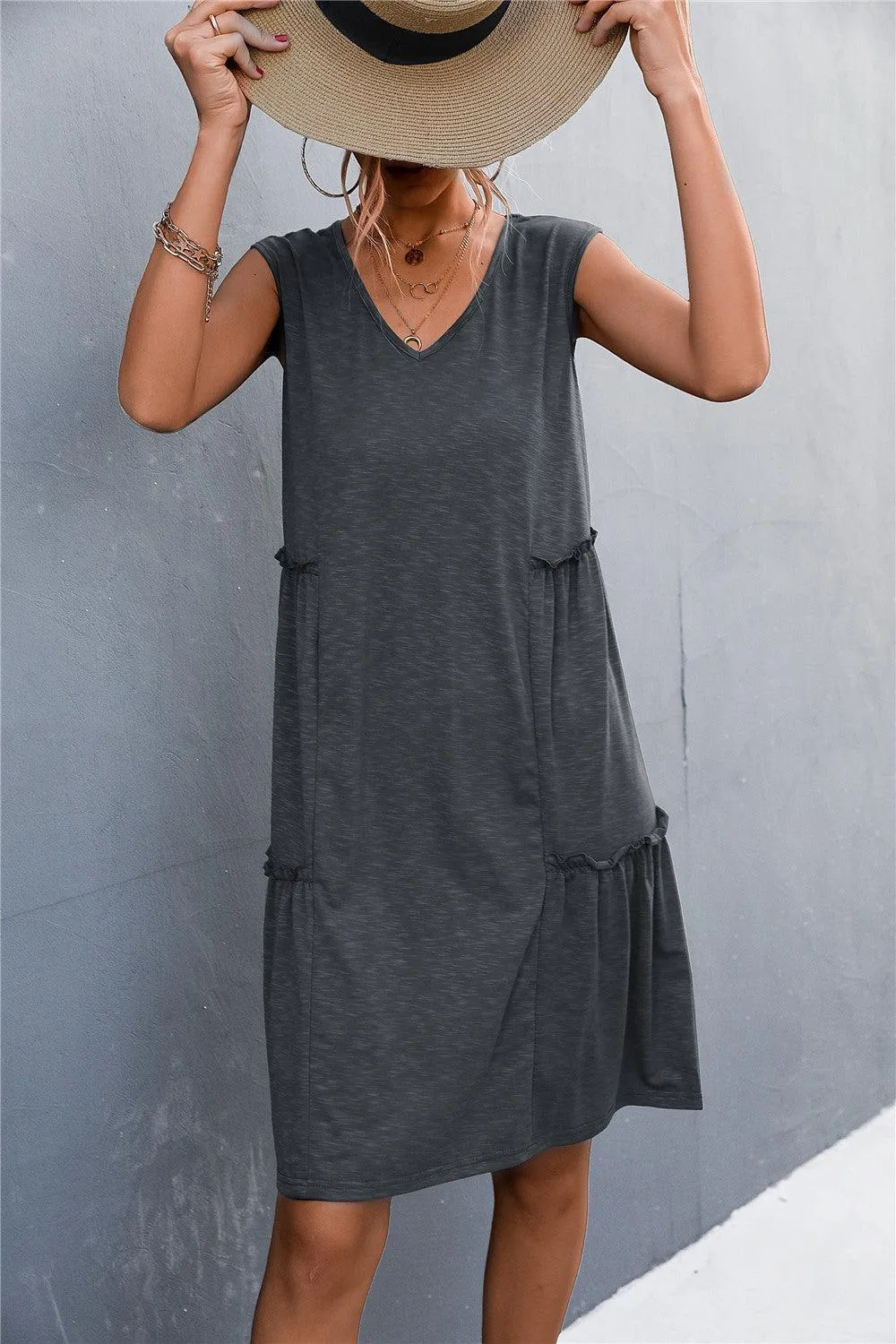 Versatile V-Neck Sleeveless Dress