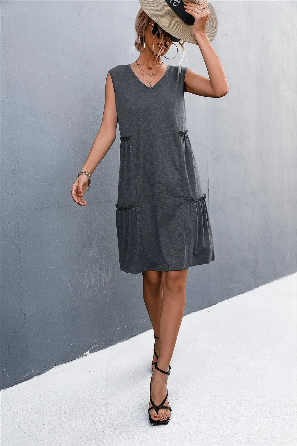 Versatile V-Neck Sleeveless Dress