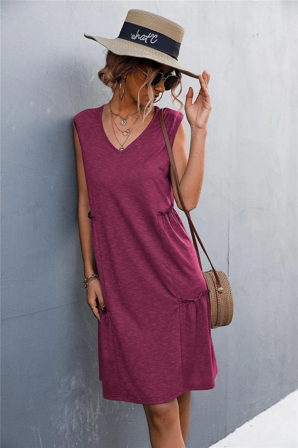 Versatile V-Neck Sleeveless Dress