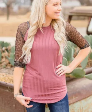 Wild Side Leopard Mesh sleeve top