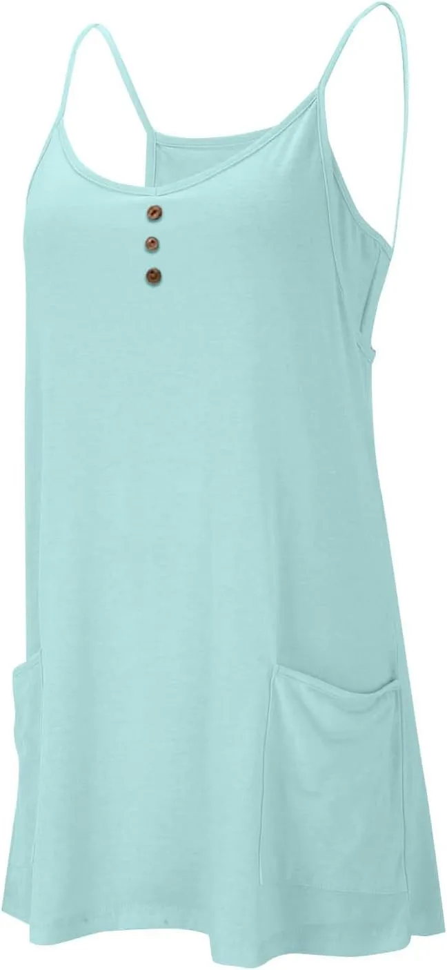 Women Summer Mini Dress Sleeveles Athletic Dress with Shorts Casual Sundress Comfy Loose Tennis Dress with Pockets